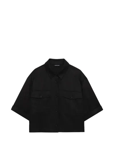 Anine Bing Edith Short-sleeve Shirt In Black