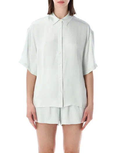 Anine Bing Effortless Mini Shirt In Fluid Silhouette - Size S In Light Green