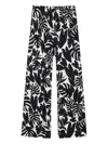 Anine Bing Elain Leaf-print Trousers In Black