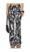 Anine Bing Elain Leaf-print Trousers In Black