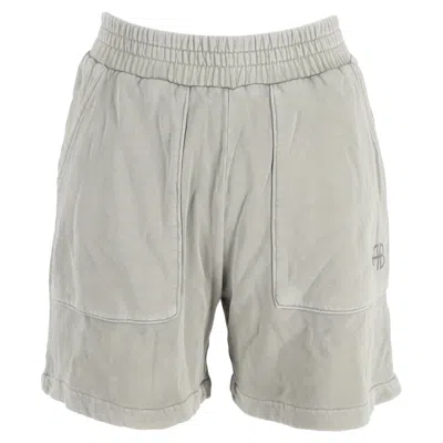 Anine Bing Elastic Waist Shorts In Grey Cotton In Gray