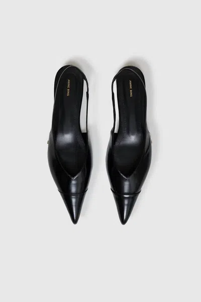 Anine Bing Elena Slingback Flats In High Shine Black In Multi