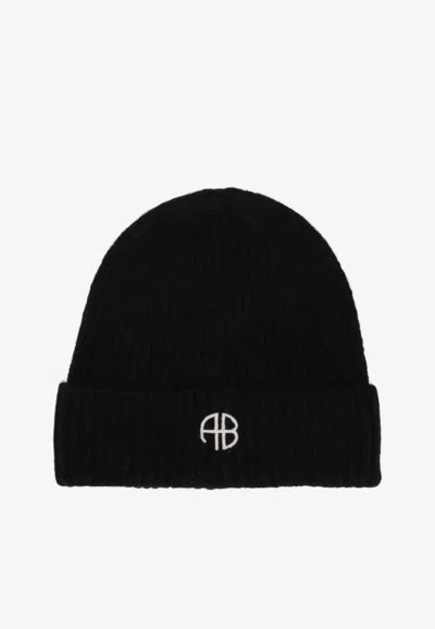 Anine Bing Elia Alpaca And Wool Beanie In Black
