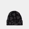 Anine Bing Elia Beanie In Black And Grey Heart