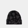 Anine Bing Elia Beanie In Black And Grey Heart In Black