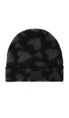 Anine Bing Elia Beanie In Black And Grey Heart In Black And Grey Heart