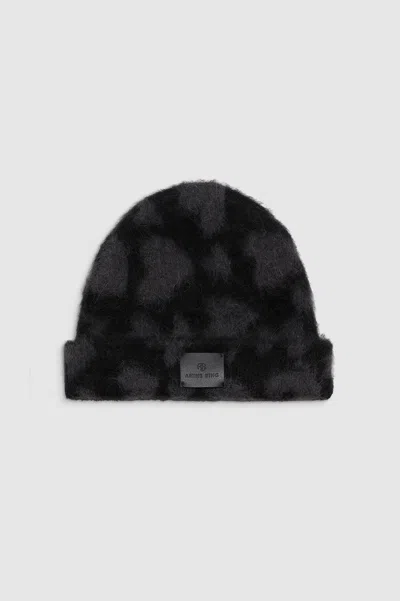 Anine Bing Elia Beanie In Black And Grey Heart