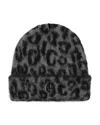Anine Bing Elia Leopard Print Beanie In Gray