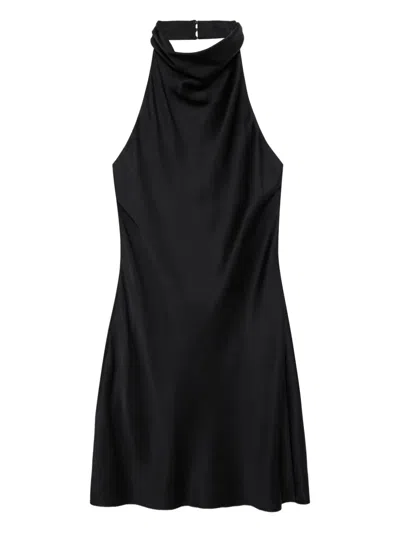 Anine Bing Eliana Halterneck Silk Mini Dress In Black