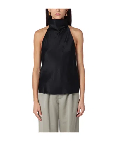 Anine Bing Eliana Halterneck Silk Mini Dress In Black