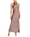 Anine Bing Eliana Silk Satin Midi Dress In Iron