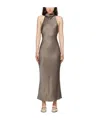 Anine Bing Eliana Drapey Halter Neck Silk Dress In Brown