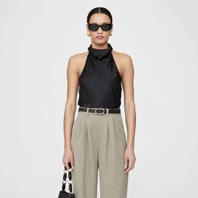 Anine Bing Eliana Silk Halter Top In Black
