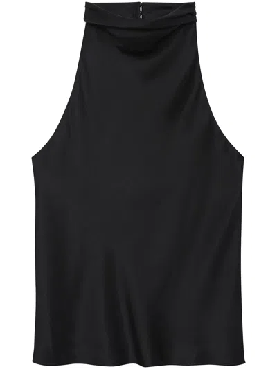 Anine Bing Eliana Halterneck Silk Mini Dress In Black