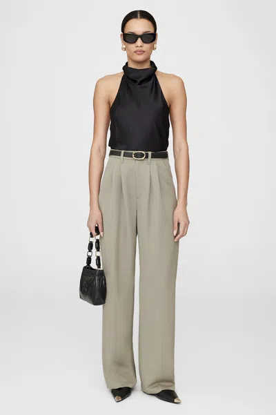 Anine Bing Eliana Halterneck Silk Mini Dress In Black