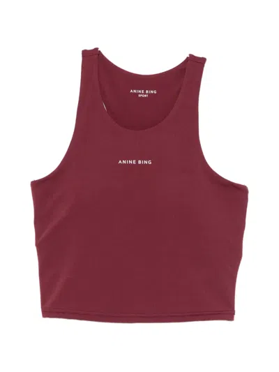 Anine Bing Elina Logo-print Racerback Top In Burgundy