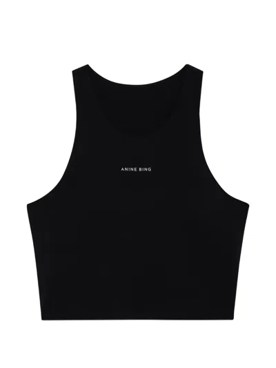 Anine Bing Elina Logo-print Sports Bra In Black