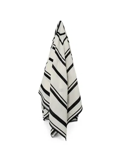 Anine Bing Eliza Logo-print Striped Scarf In White