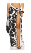 Anine Bing Eliza Tropical Leaf Print Sarong In Black