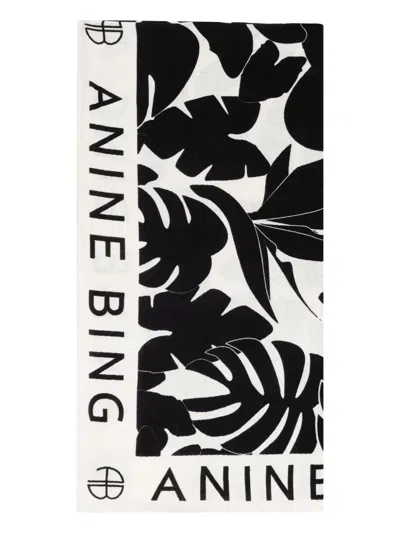 Anine Bing Eliza Tropical Leaf Print Sarong In Black