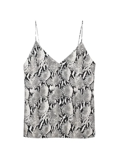 Anine Bing Ellen Python Print Lace Top In Black
