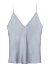 Anine Bing Ellen V-neck Silk Top In Blue