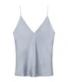 Anine Bing Ellen V-neck Silk Top In Blue