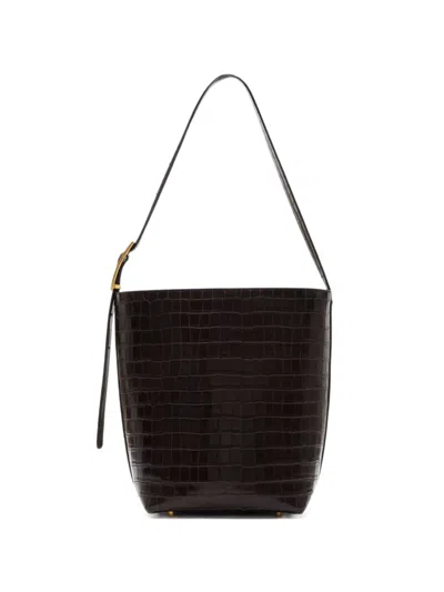Anine Bing Elly Bucket Bag Embossed In Brown