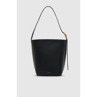 Anine Bing Elly Bucket Bag Grained Leather In Black