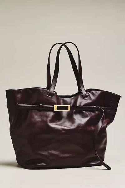 Anine Bing Elly Leather Small Tote Bag In Red