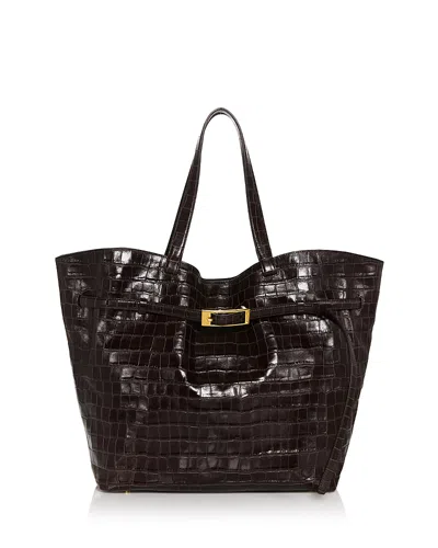 Anine Bing Elly Medium Embossed Leather Tote Bag In Brown