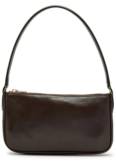 Anine Bing Elly Mini Leather Shoulder Bag In Brown