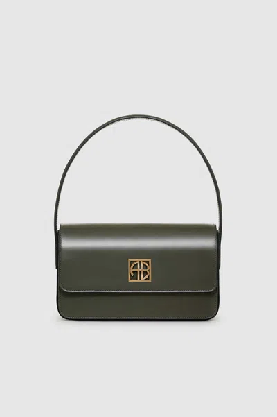 Anine Bing Elly Shoulder Bag In High-shine Dusty Green