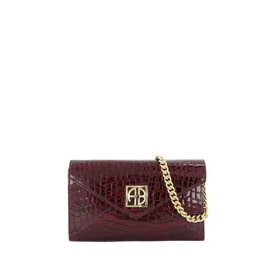 Anine Bing Elly Small Clutch - Leather - Burgundy In White
