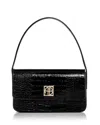 Anine Bing Elly Snake Embossed Leather Shoulder Bag In Black
