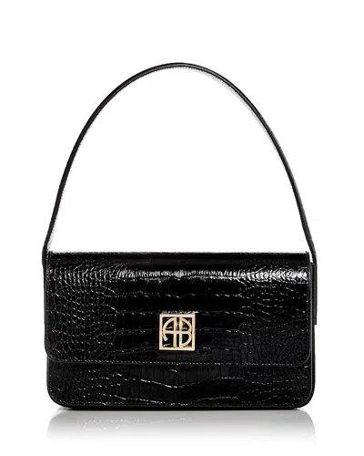 ANINE BING ELLY SNAKE EMBOSSED LEATHER SHOULDER BAG