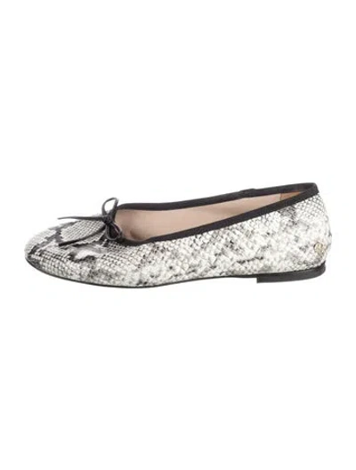 Pre-owned Anine Bing Embossed Leather Animal Print Ballet Flats In Multi
