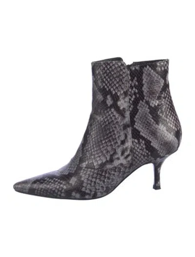 Pre-owned Anine Bing Embossed Leather Animal Print Boots In Blue