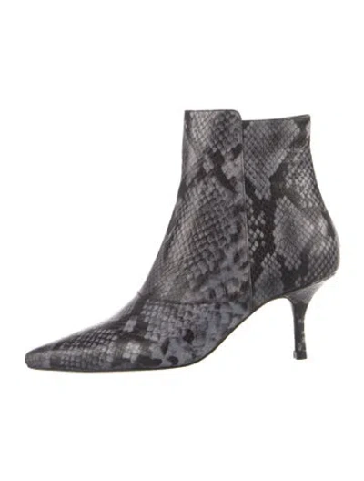 Pre-owned Anine Bing Embossed Leather Animal Print Boots In Blue