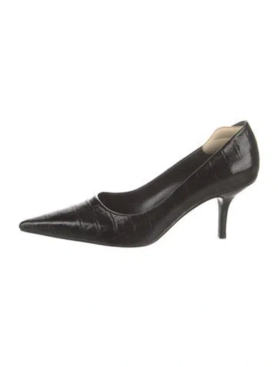 Pre-owned Anine Bing Embossed Leather Pumps In Black