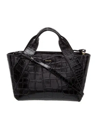 Pre-owned Anine Bing Embossed Leather Top Handle Bag In Black