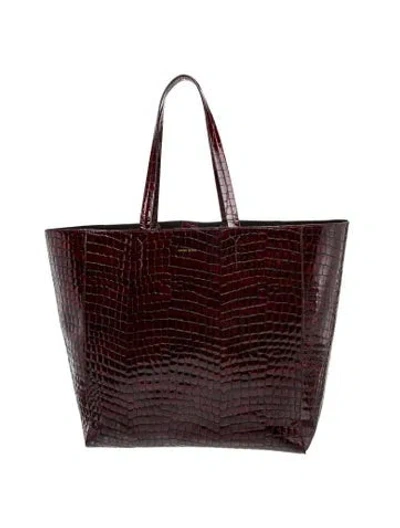 Pre-owned Anine Bing Embossed Leather Tote In Burgundy
