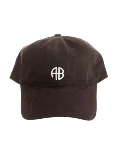 Pre-owned Anine Bing Embroidered Baseball Cap In Brown/white
