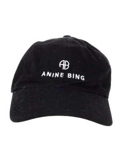 Pre-owned Anine Bing Embroidered Baseball Hat In Black