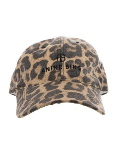 Pre-owned Anine Bing Embroidered Canvas Baseball Cap