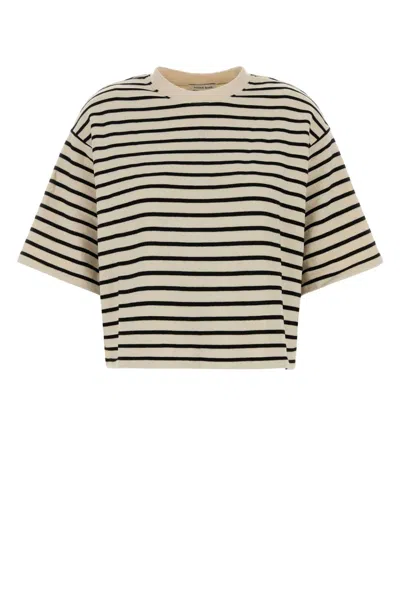 Anine Bing Womens Blk Stripe French Terry Myers Cropped Cotton-blend T-shirt Xs In Neutral