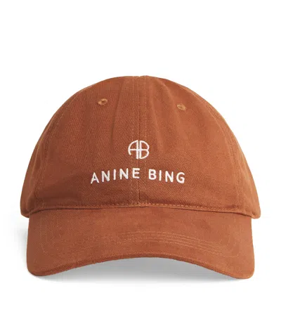 Anine Bing Embroidered Jeremy Baseball Cap In Brown
