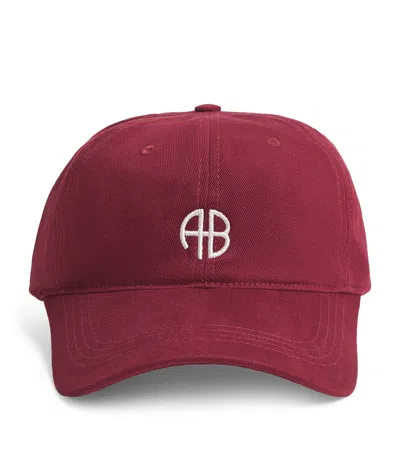 Anine Bing Embroidered Jeremy Baseball Cap In Red