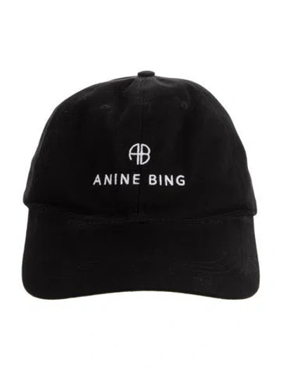 Pre-owned Anine Bing Embroidered Logo Baseball Cap In Black