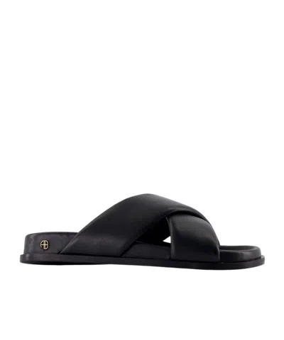 Anine Bing Emi Cross-strap Slides In Black
